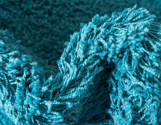 Unique Loom Solid Shag Collection Area Rug (9' x 12' 2" Rectangle, Deep Aqua Blue)