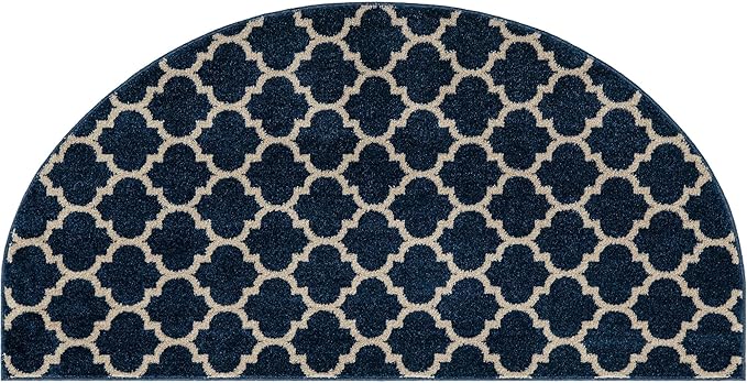 Rugs.com Lattice Collection Rug – 3x6 Hearth Dark Blue Medium-Pile Rug Perfect for Living Rooms, Large Dining Rooms, Open Floorplans