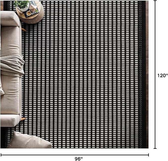 Beverly Rug Micro Loop Area Rug Black/White 8x10 Geometric Modern Luxury Zebra Durable Soft Indoor Rugs for Living Dining Room Office Stain Resistant Non Shedding Casual Indoor Carpet 8 x 10