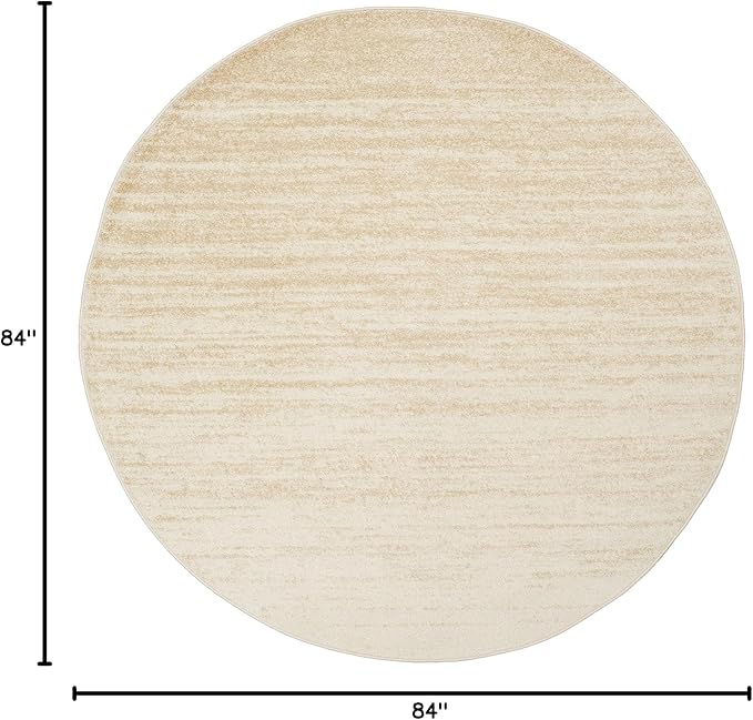 SAFAVIEH Adirondack Collection Area Rug - 7' Round, Champagne & Cream, Modern Ombre Design, Non Shedding & Easy to Clean, Ideal for Living Room, Bedroom, Office, Dining Space (ADR113W)
