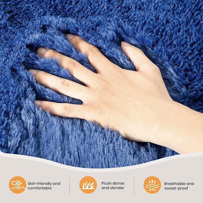 Zentavio Navy Blue Area Rugs for Living Room Boys Rugs for Bedroom 6x9 Large Shag Washable Carpet Soft Furry Fluffy Aesthetic Kids Playroom Rugs for Teen Home Decor
