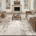 9x12 Area Rug Brown Grey Abstract Living Room Bedroom Washable Carpet Neutral Modern Non Slip Soft Low Pile Indoor Large Throw Rug for Dining Room Office