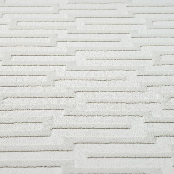 Abani Cream Area Rug for Living Room, Bedroom -Geometric Pattern - 5 x 8 -Durable & Easy to Clean