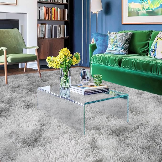 Ultra Soft Fluffy Rugs for Bedroom, Anti-Skid Indoor Carpet Nursery Rugs for Kids Room Home Decor, Rectangular Fuzzy Rug Tie-Dyed Light Grey 5x7 Feet