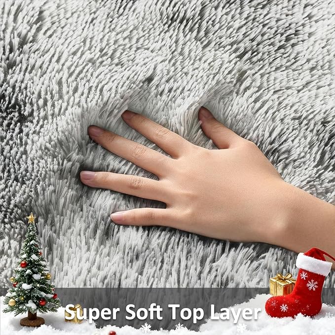Ophanie 6x9 Tie-Dyed Grey&White Area Rugs for Living Room Bedroom, Fluffy Shag Large Fuzzy Plush Soft Throw Rug, Gray Large Shaggy Floor Big Carpets, Kids Home Decor Aesthetic, Nursery