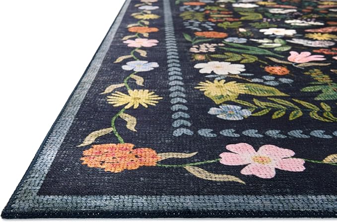 Loloi Rifle Paper Co. Canopy Collection CNP-04 Black 2'-0" x 3'-0" Accent Rug