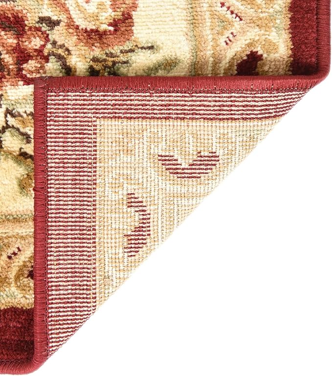 Unique Loom Versailles Collection Traditional Classic Floral Motif Area Rug (2' 7 x 12' 0 Runner, Burgundy/Ivory)