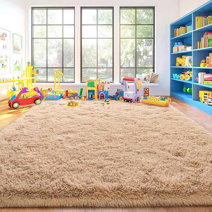 Area Rugs for Living Room, Soft Shaggy Carpets for Living Room, Fuzzy Rugs for Kids' Room, Perfect Decor for Modern Home Camel 5x7 Feet