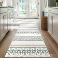 BESTSWEETIE 2x8 Area Rugs for Living Room Washable Moroccan Farmhouse Neutral Geometric Low Pile Non-Slip Soft Print Pattern Rug for Bedroom Kitchen Dining Room Entryway Green/Brown
