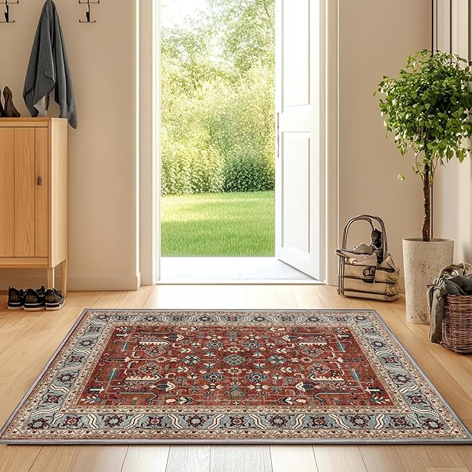Washable Indoor Doormat 24" x 36" Non-Slip Entry Rug Welcome Mat Dirt Trapper Red
