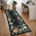 Lahome Floral Kitchen Runner, 2X6 Washable Runner Rug Non Slip Ultra-Thin, Soft Hallway Rug Stain Resistant Boho Small Low-Pile Carpet for ‎Laundry Bathroom Bedroom(2x6ft,Black/Grey)