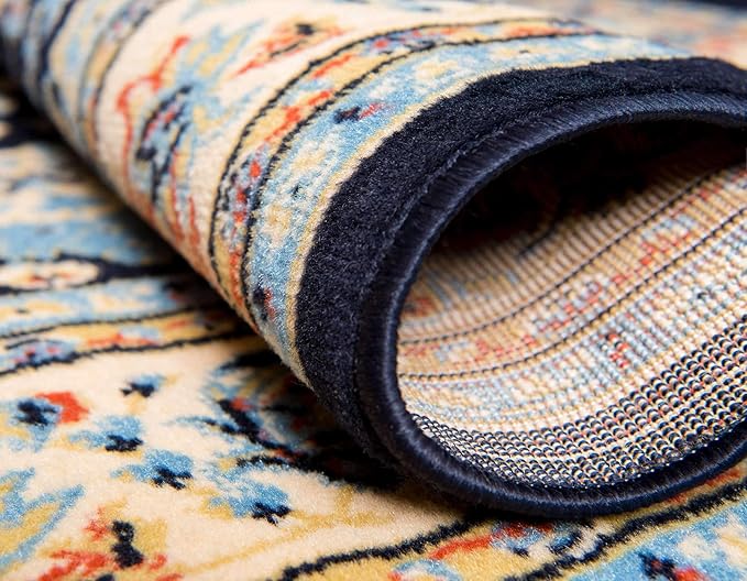 Unique Loom Sialk Hill Collection Area Rug - Washington (7' 1" x 10' Rectangle Navy Blue/Cream)