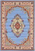 Unique Loom Reza Collection Traditional Persian Style Area Rug, 6 x 9 ft, Light Blue/Ivory