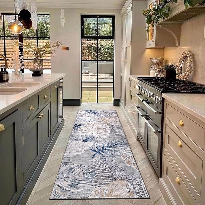CAMILSON Runner Outdoor Rugs Oriental Retro Traditional Floral Medallion Area Rug 2x7 Non-Shedding Stain Resistant Indoor Carpet for Bathroom Hallway Kitchen Office (2 x 7 / Blue)