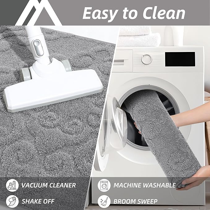COSY HOMEER Door Mat 20”x32”,Absorbent Dirt Trapper Entryway Rugs,Non-Slip Welcome Mat,Washable Entry Rugs,Low Pile Doormat for Front Back Door,Wet Shoes & Paws,Grey