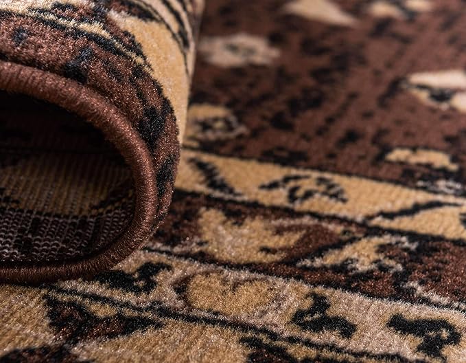 Unique Loom Taftan Collection Border Geometric Tribal Inspired Design Area Rug (2' 2 x 8' 2 Runner, Brown/ Tan)