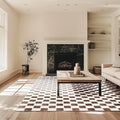 EVERGRACE Checkered Plaid Area Rug, 9x12, Soft Faux Wool, Washable, Anti Slip, Large Carpet for Entryway, Bedroom, Living Room, Hallway, Kitchen, Dining Room, Dark Brown