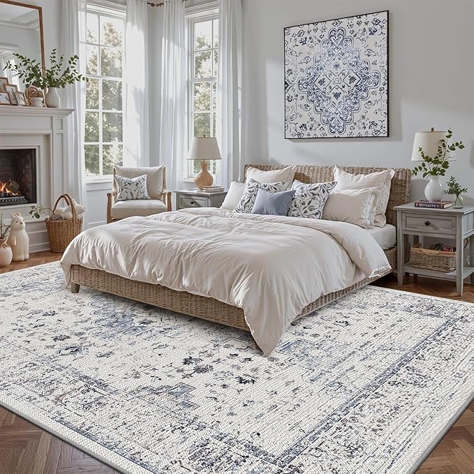 LUMI Washable Area Rug for Living Room, 10x14 Ultra Soft Traditional Rugs Non Slip with Rubber Backing, Low Profile, High Traffic, Stain Resistant Carpets, Ideal for Bedroom, Dining Room, Indoor