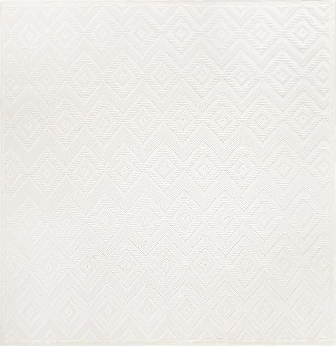 Nourison Home Versatile Ivory White 9' x Square Area Rug - Easy Clean, Non Shedding, Bed Room, Living Room, Dining Room, Kitchen (9' x Square)
