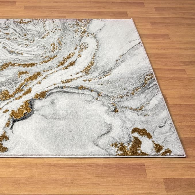 LUXE WEAVERS Marble Effect Abstract Gray 2x7 Area Rug