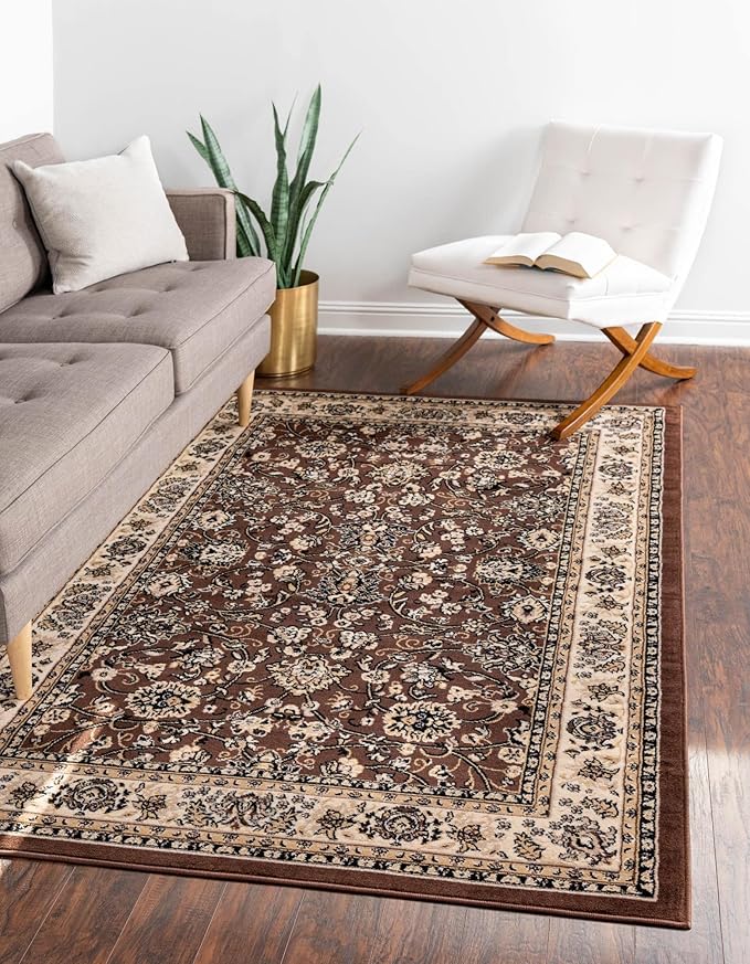 Unique Loom Sialk Hill Collection Area Rug - Washington (6' 1" x 9' Rectangle Brown/Black)
