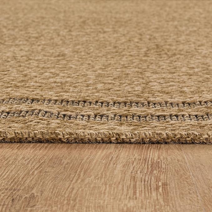 Easy Jute Rugs 6x9 Bordered Natural Color Living Room Indoor Outdoor Area Rug for Patio and Kitchen Rug High Traffic Washable Easy to Clean Solid Boho Woven Design Outside Carpet (6 x 9)