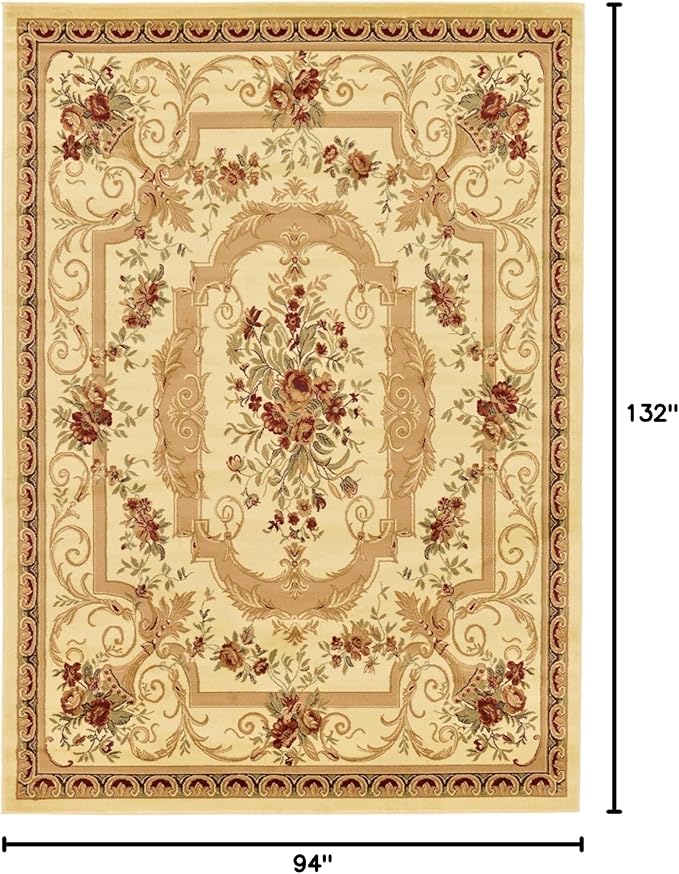 Rugs.com Chateau Collection Rug – 8' x 11' Cream Medium Rug Perfect for Living Rooms, Large Dining Rooms, Open Floorplans