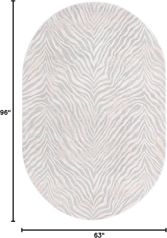 Unique Loom Finsbury Collection Area Rug - Meghan (5' 3" x 8' Oval, Gray and Ivory)