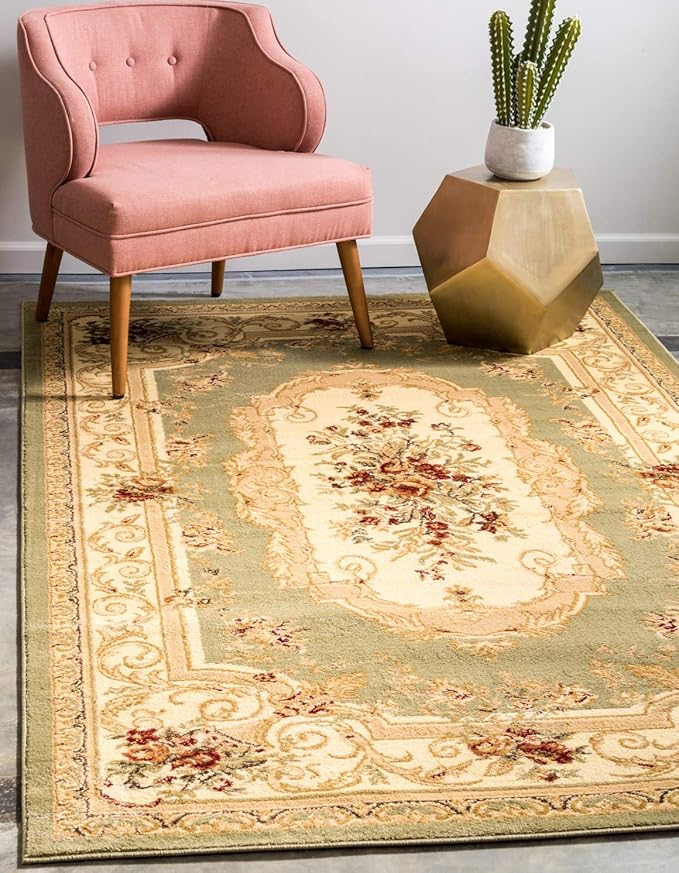 Unique Loom Versailles Collection Traditional Classic Floral Motif Area Rug (2' 2 x 3' 0 Rectangular, Green/ Ivory)