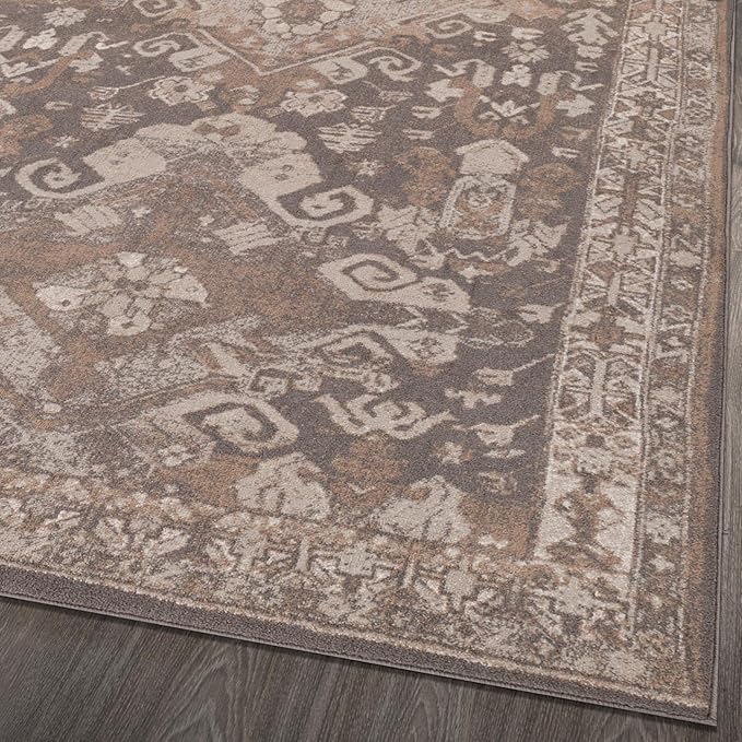 LUXE WEAVERS Moroccan Floral Beige 9x12 Area Rug for Living Room