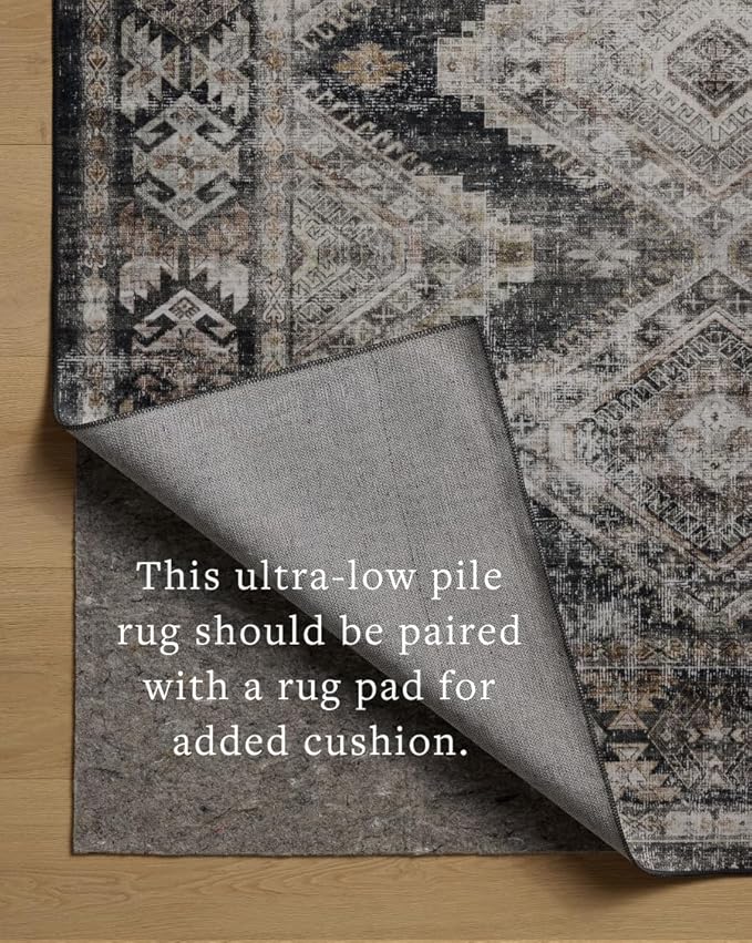 Loloi Amber Lewis Josie Collection JOS-04 Ink/Earth 6'-0" x 6'-0", .13" Pile Height, Low Profile, Machine Washable, Round Area Rug