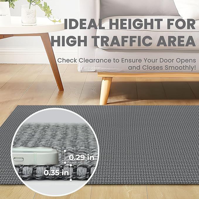 Braided Runner Rug 3x10 Ft Washable Runners for Hallways Non Slip Rubber Backed Kitchen Runners Cotton Long Entryway Runner Indoor, Woven Carpet for Hall Kitchen Entryway, Dark Grey/Grey
