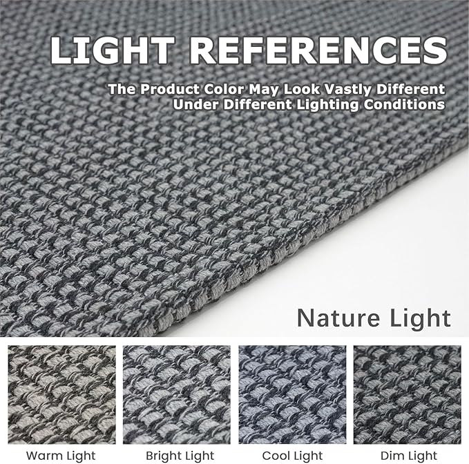 KOZYFLY Extra Long Runners for Hallways 3x14 ft Washable Kitchen Runner Non Slip Rubber Backed Hallway Rug Cotton Entryway Runner Rug Floor Carpet for Indoor Hall, Kitchen, Stair, Grey/Dark Grey