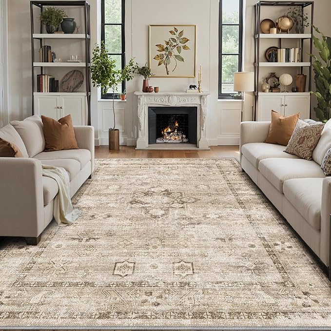 LUMI 5x8 Washable Area Rug for Living Room, Ultra Soft Traditional Vintage Rugs Non Slip with Rubber Backing, Low Profile, High Traffic, Stain Resistant Carpets, Ideal for Bedroom, Dining Room, Indoor