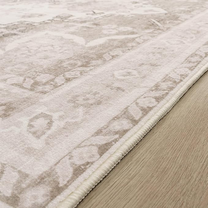 Paco Home Vintage Area Rug with Faded Oriental Pattern in Beige, Size: 5'3" x 7'3"