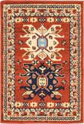 Unique Loom Taftan Collection Border Geometric Tribal Inspired Design Area Rug (2' 2 x 3' 0 Rectangular, Terracotta/ Ivory)