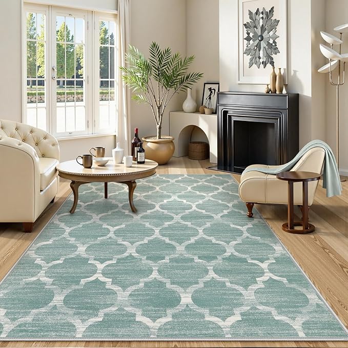 Lahome 5x7 Area Rug Green Rug Low Pile Indoor Washable Rugs for Bedroom Living Room Area Rugs 5x7 for Dining Room Foldable Non-Slip Thin Rugs Sage Green