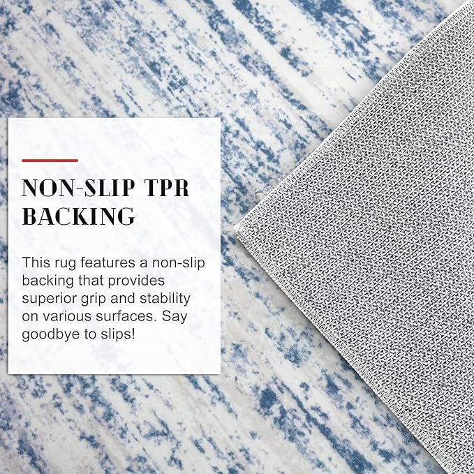 Modern Abstract Entryway Rug Indoor 2x3 Washable Rug Non-Slip Soft Small Area Rug Blue White Kitchen Mats Thin Print Faux Wool Floor Carpet Throw Rugs for Entrance Bedroom Office Home Decor