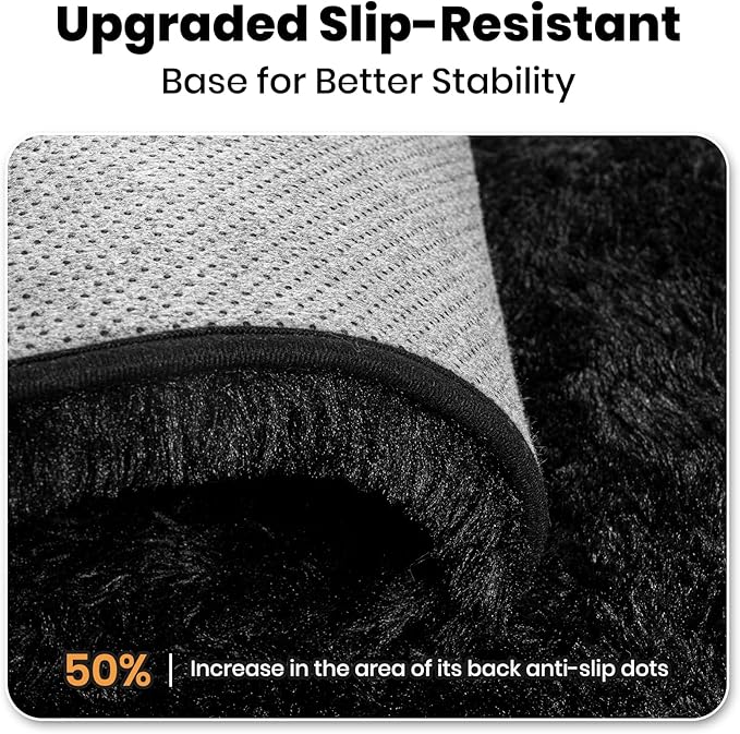 Zentavio Runner Rugs for Hallway 2x6 Shag Soft Bedroom Bedside Rugs Non Slip Fluffy Carpet for Kids Girls Boys Home Decor Aesthetic Dorm Nursery Black