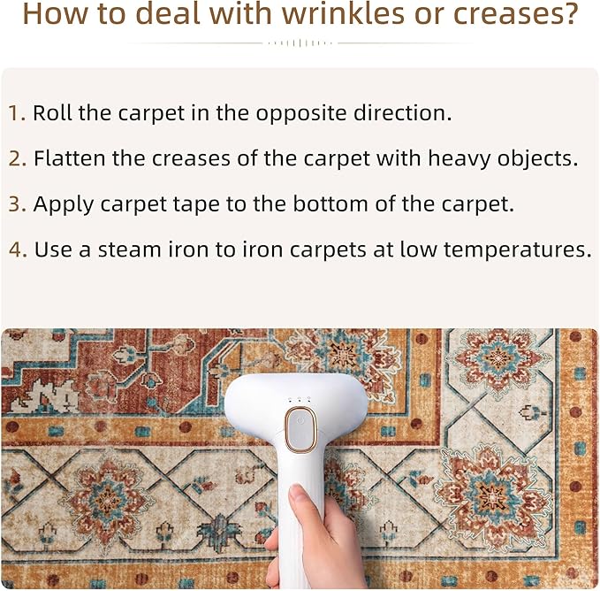 YJ.GWL Area Rugs for Living Room 4x6 Machine Washable Rugs for Bedroom, Non Slip Floral Vintage Rug Indoor Carpet, Stain Resistant Throw Rug for Dining Room Kitchen, Brick Orange