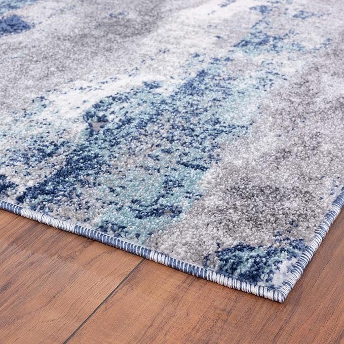 LUXE WEAVERS Euston Collection D.Blue-L.Blue 9x12 Modern Abstract Area Rug
