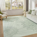 WITSHOCK 10x12 Washable Rug for Living Room,Modern Floral Distress Print Pattern Area Rugs,Stain Resistant with Non Slip Backing Carpet for Dining Room,Bedroom & Home Decor,Green/Light Green