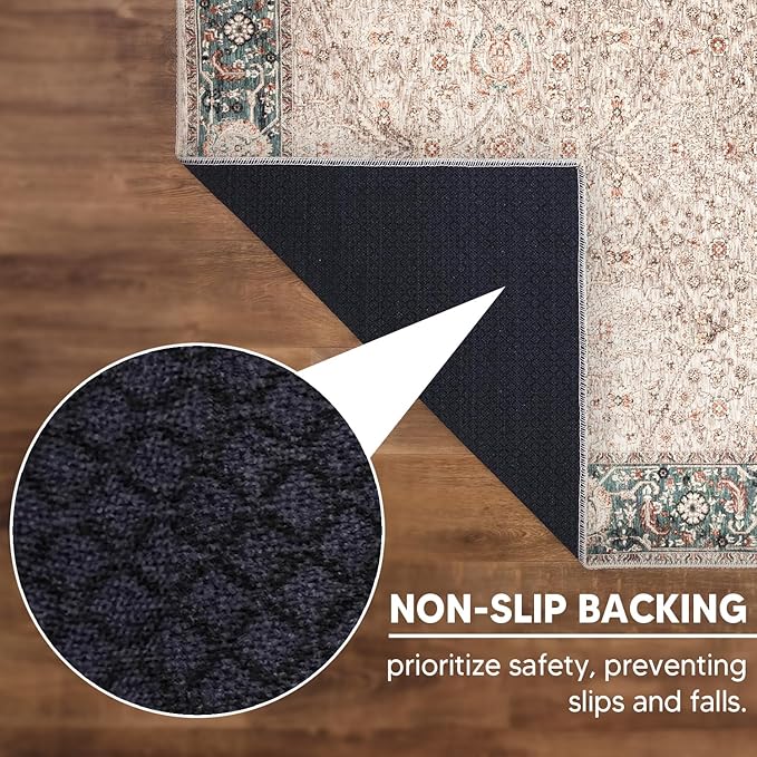 Keen Home Design 2x3 Rug - Machine Washable Entry Rug with Non-Slip Backing, Ideal for Enteryway, Kitchen, Bathroom, Laundry Room - Vintage, Easy Clean, Durable, Low Pile - (2' x 3')