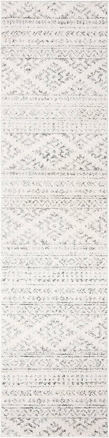 SAFAVIEH Tulum Collection Runner Rug - 2' x 11', Ivory & Grey, Moroccan Boho Tribal Design, Non-Shedding & Easy to Clean, Ideal for Living Room, Hallway, Foyer, Entryway, Bedroom (TUL272A)