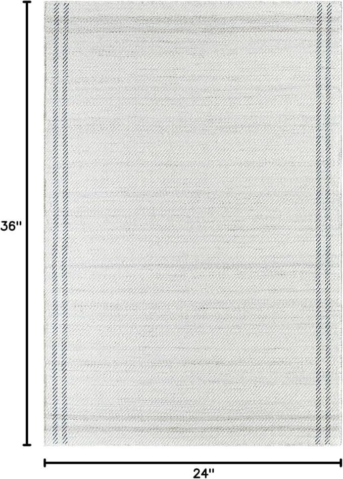 Mark&Day Wool Rugs, 2x3 Janmichael Solid and Border Gray/Ivory Area Rug, Grey Ivory Black Carpet for Living Room, Bedroom or Kitchen (2' x 3')
