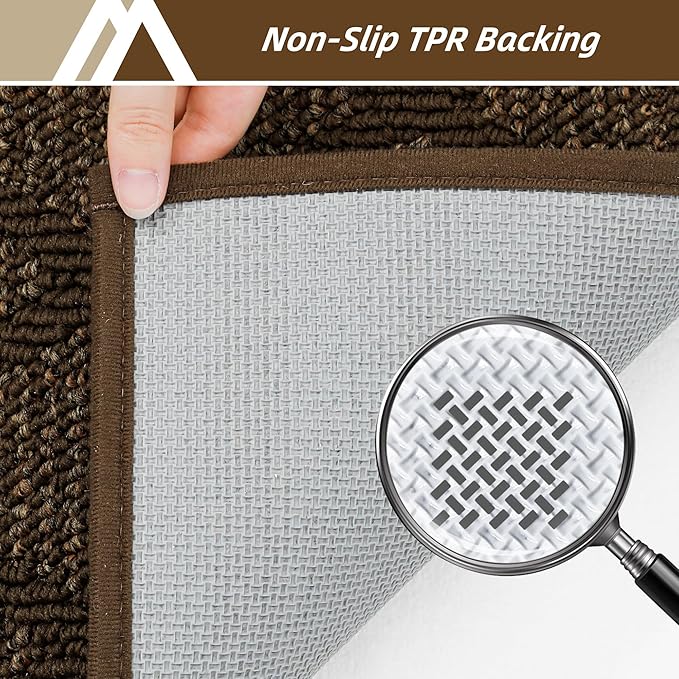 COSY HOMEER Non-Slip Door Mat 24"x36", Entryway Rugs Low Profile Absorbent Dirt Trapper Doormat for Front Entrance, Washable Polypropylene Entry Mat (Dark Brown)