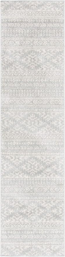 SAFAVIEH Tulum Collection Runner Rug - 2' x 11', Light Grey & Ivory, Moroccan Boho Tribal Design, Non-Shedding & Easy to Clean, Ideal for Living Room, Hallway, Foyer, Entryway, Bedroom (TUL272F)