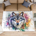 Wolf Rugs for Bedroom - 3x4 Area Rug - Graffiti Wolf Rugs for Living Room, Abstract 3D Animal Graffiti Rug, Washable Home Decor Carpet