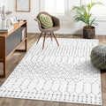 Lahome Moroccan Living Room Area Rug - Washable Rugs 5x7 Non-Slip Soft Throw Rugs for Bedroom White Lightweight Large Rug, Modern Geometric Print Low-Pile Capet for Classroom Office Dining Room(White)