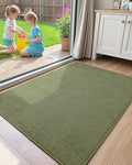 Color&Geometry Front Door Mat Indoor Non Slip Rubber Backing, 36"x55" Ultra Thin Entryway Doormat, Soft Absorbent Inside Doormat Washable Easy Clean Rugs for Entryway, Green (Rolled-up NO Creases)